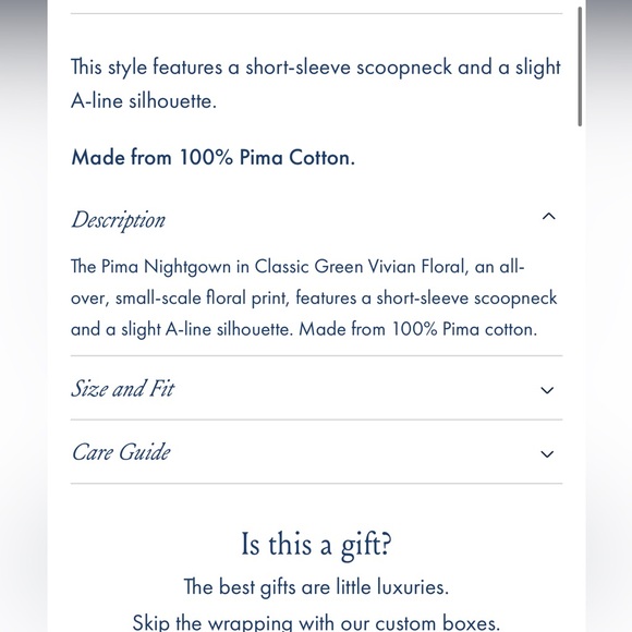 Lake Pajamas Pima Cotton Nightgown - Picture 5 of 5
